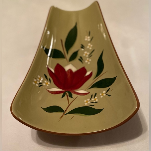 Stangl Pottery 'Magnolia' Footed Relish Tray Curved Dish Mid Century Modern - Picture 5 of 7